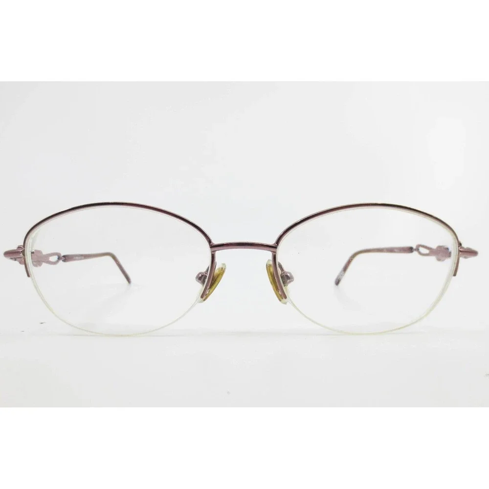Fleur de Lis 1407 Eyeglasses Rose Gold Oval Semi Rimless Metal Frames 51-17-135